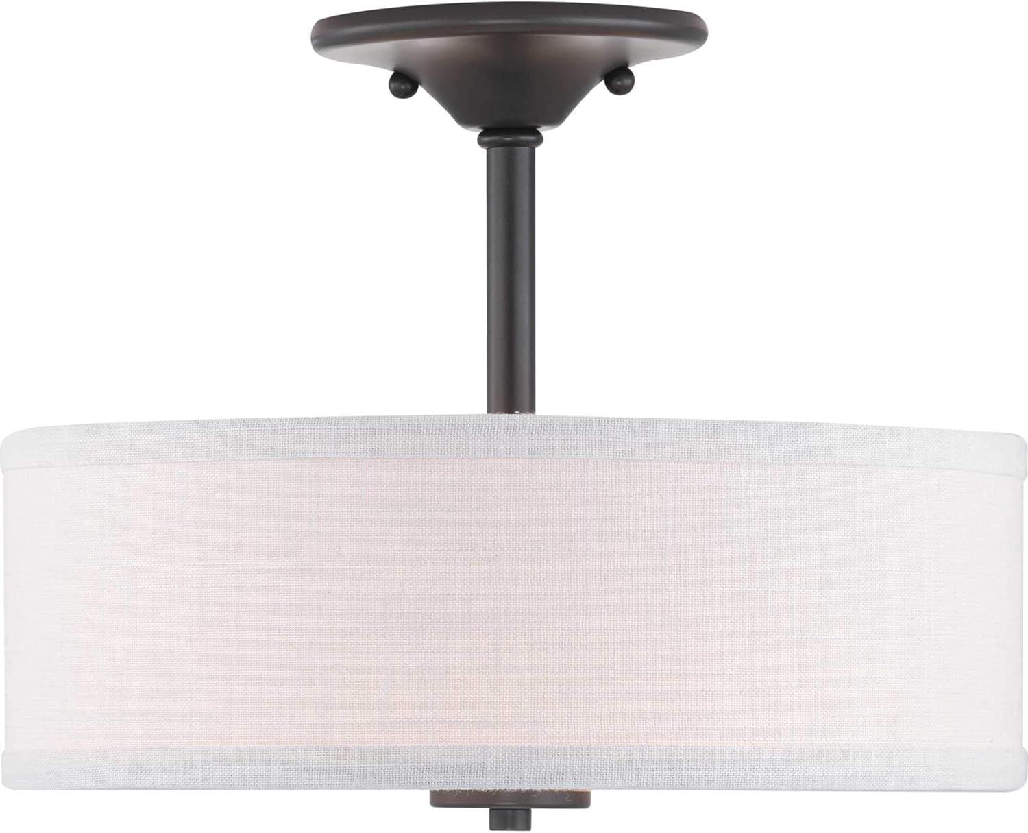 Progress Lighting Inspire Collection 2-Light Semi-Flush Fixture, Graphite Finish, Summer Linen Shade