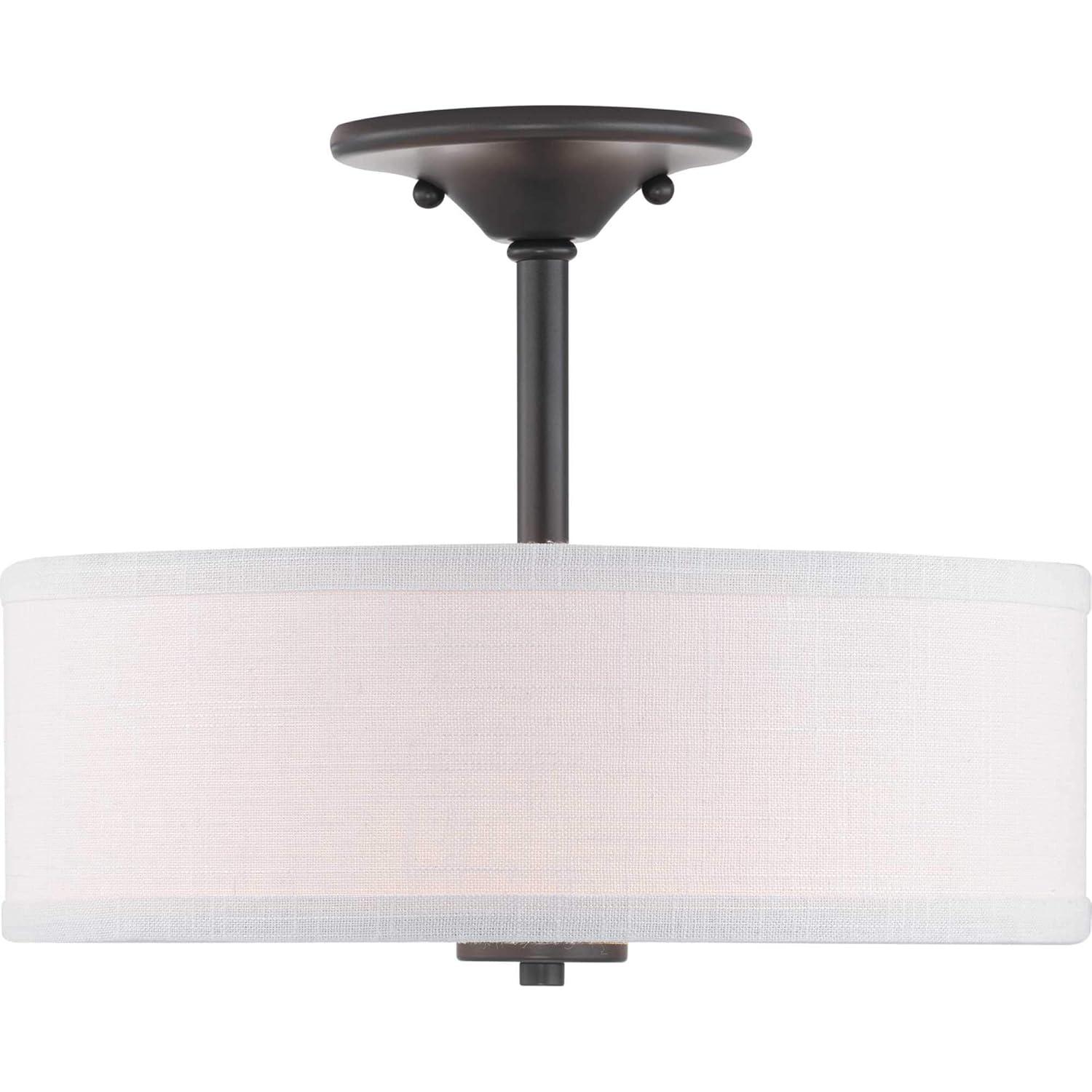 Progress Lighting Inspire Collection 2-Light Semi-Flush Fixture, Graphite Finish, Summer Linen Shade