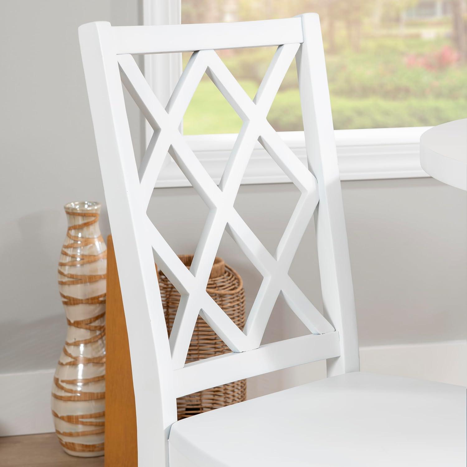 White Wood Cross Back Dining Side Chair