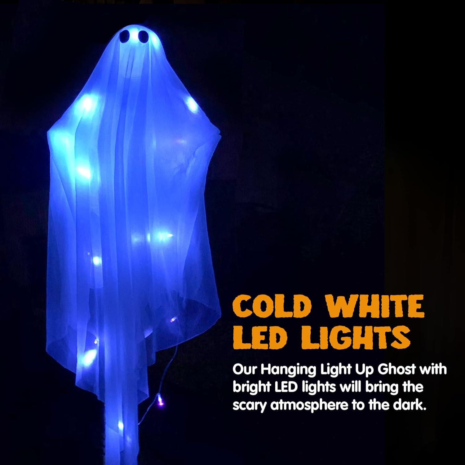 47 Inch Blue Light-Up Hanging Halloween Ghost Decoration