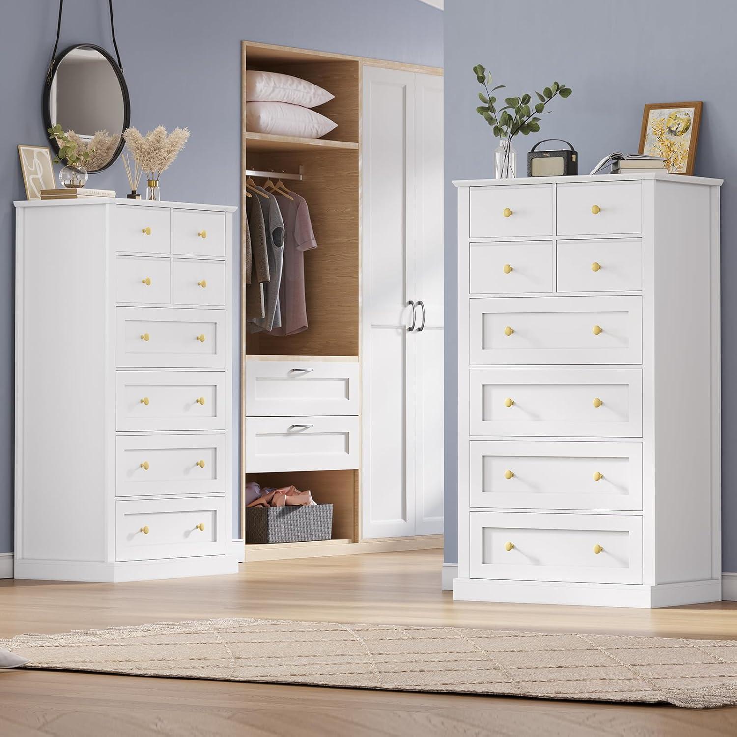 Winston Porter 8 Drawers Tall Dresser For Bedroom, Tall Dressers And Chest Of Drawers, Vertical Chest Of Drawers Dresser For Bedroom