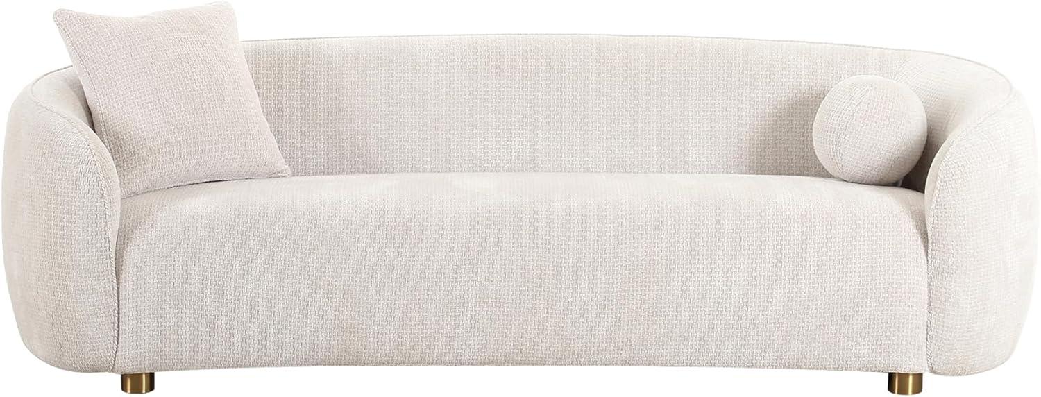 Pasargad Home Zarina Upholstered Modern Sofa with 2 Pillows, Ivory