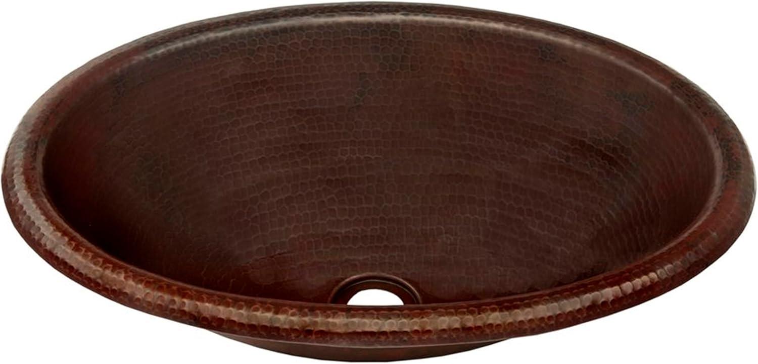Novatto 11'' Antique Hammered Copper Copper Oval Bathroom Sink