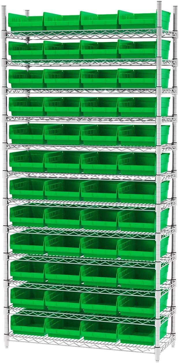 Akro-Mils 30150 Plastic Nesting Shelf Bin Storage Box, 12" Deep, Clear - Set of 12