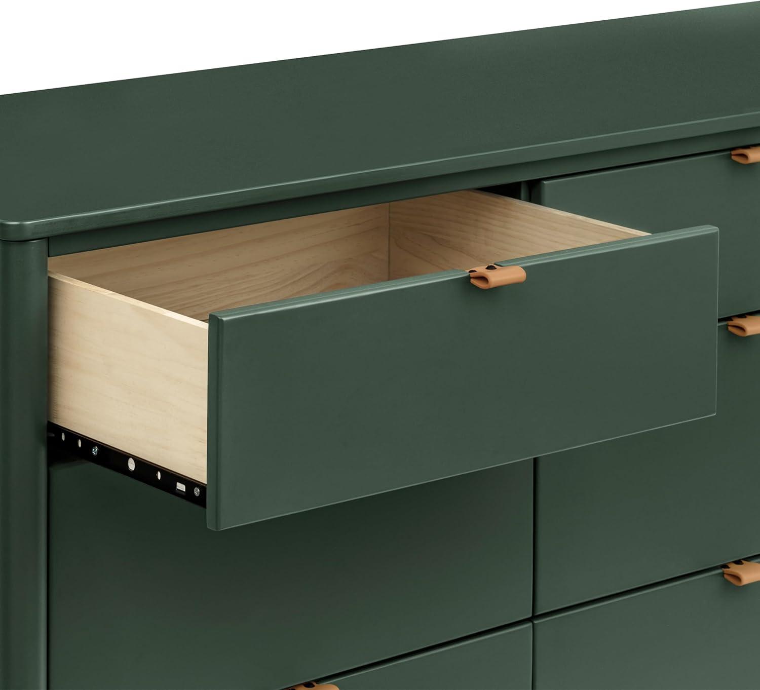 Forest Green 6-Drawer Dresser with Vegan Leather Pulls