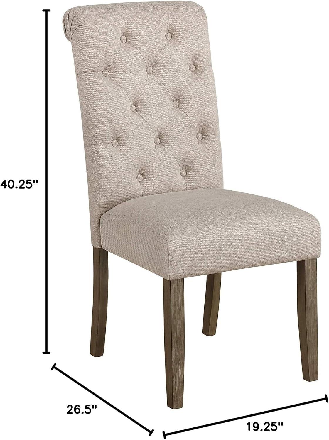 Pemberly Row Contemporary Tufted Back Fabric Dining Chairs in Beige (Set of 2)