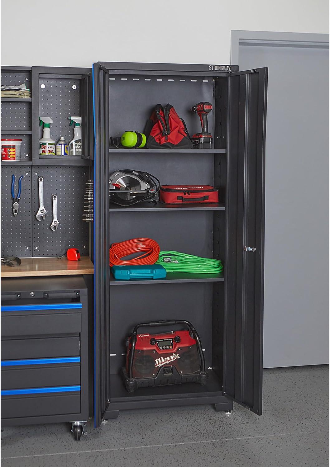 Strongway 6-Pc. Steel Garage Storage System with Drawers, Pegboard, Shelves, Tabletop, 2 Rolling Cabinets, 81.5in. x 75.7in.