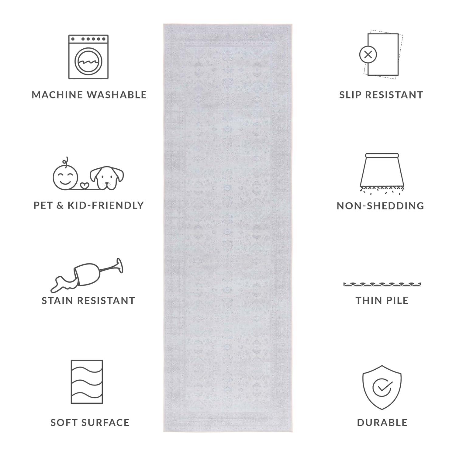Tucson Vintage Persian TSN199 Power Loomed Machine Washable Skid-Resistant Indoor Runner Rug - Beige/Beige - 2'6"x8' - Safavieh