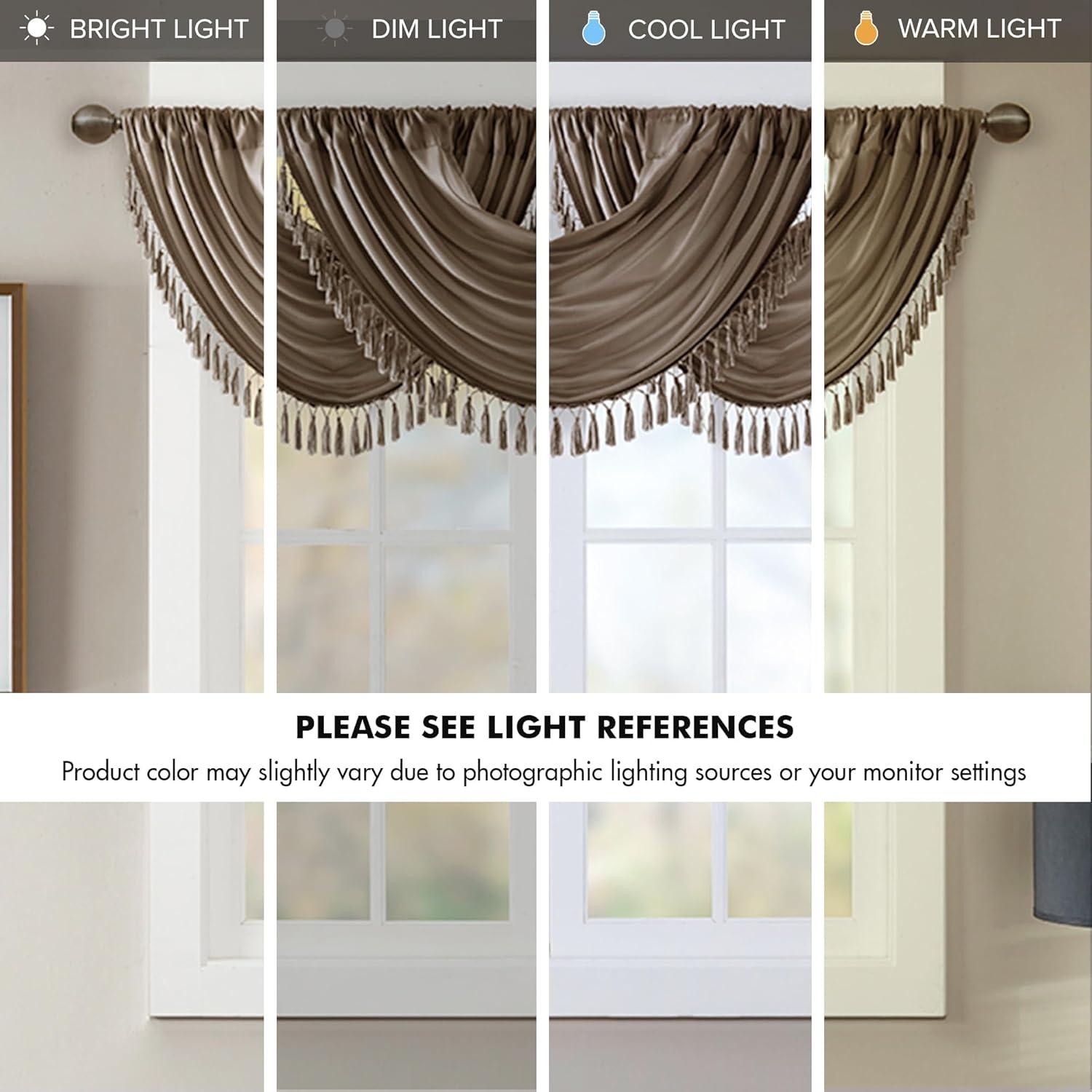 Madison Park Elena Faux Silk Waterfall Embellished 38'' W Window Valance