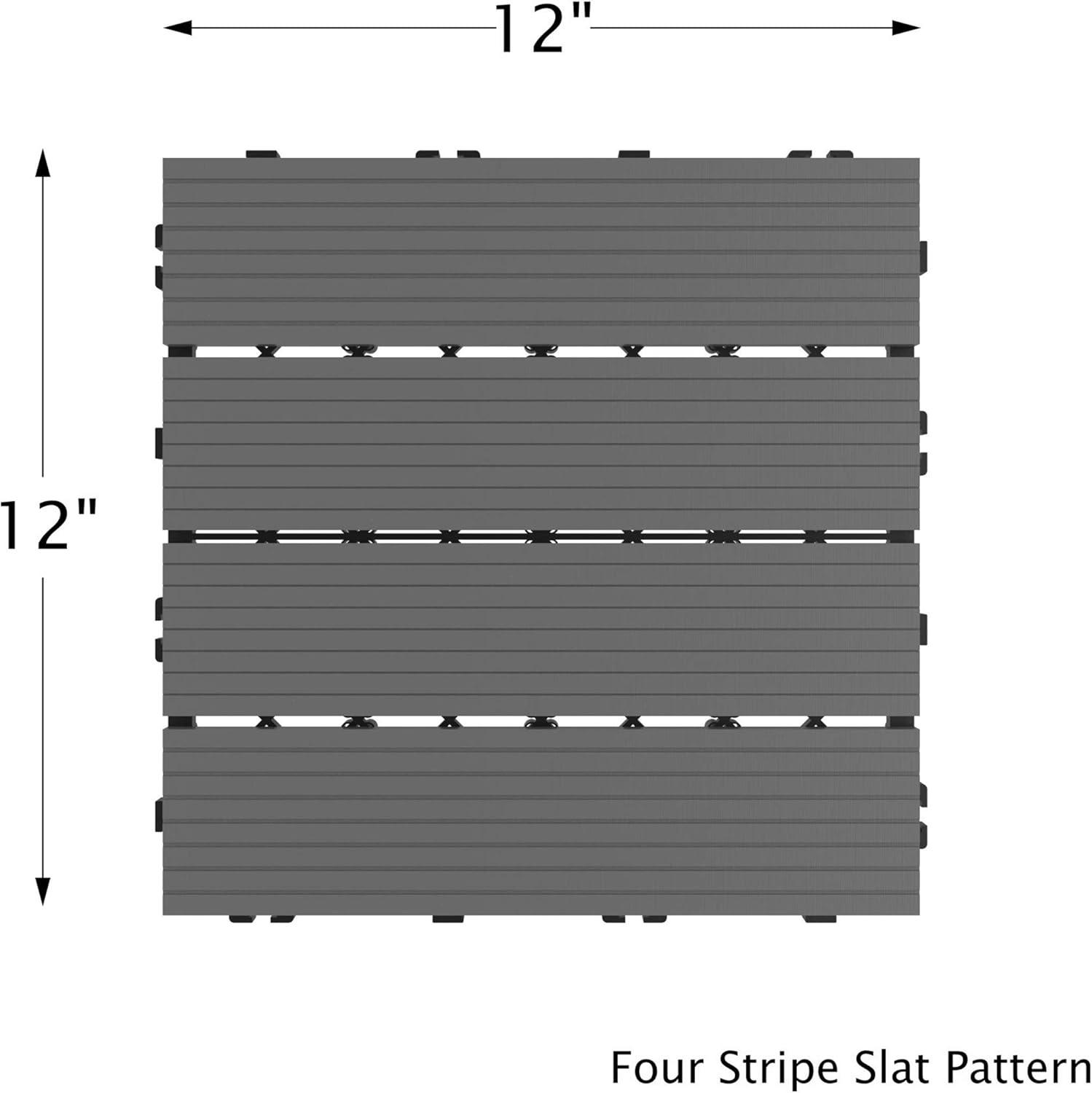 Interlocking Deck Tiles - 6-Pack Wood Plastic Composite Patio Tiles - Outdoor Flooring for Balcony, Porch, and Garage by Pure Garden (Dark Gray)