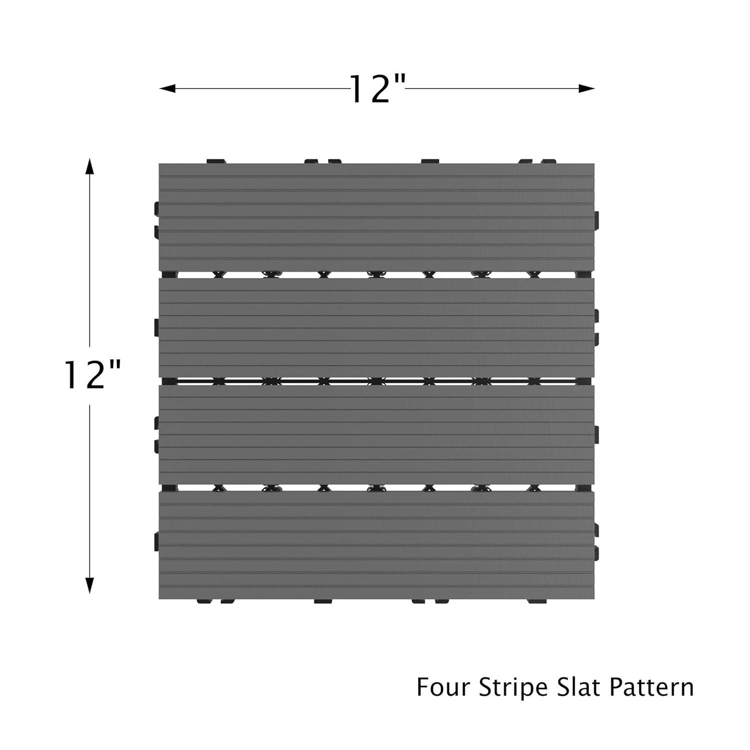Interlocking Deck Tiles - 6-Pack Wood Plastic Composite Patio Tiles - Outdoor Flooring for Balcony, Porch, and Garage by Pure Garden (Dark Gray)