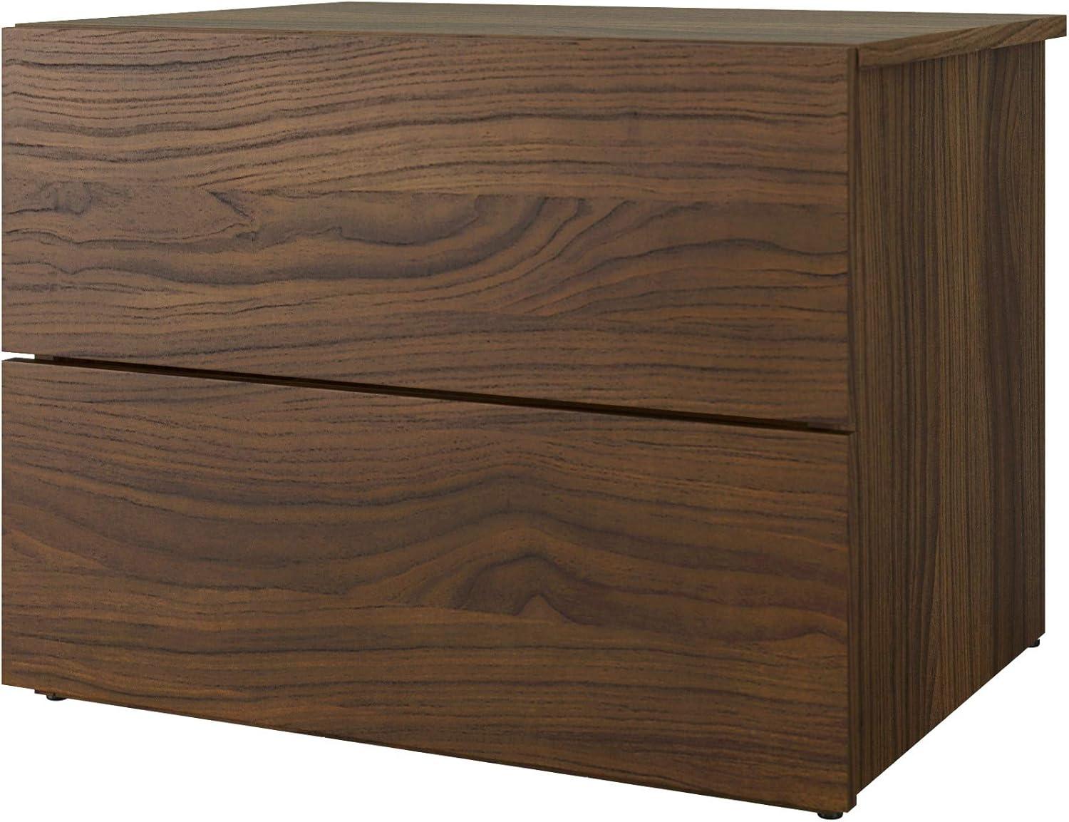 Modern Walnut Finish 2-Drawer Nightstand with Metal Slides