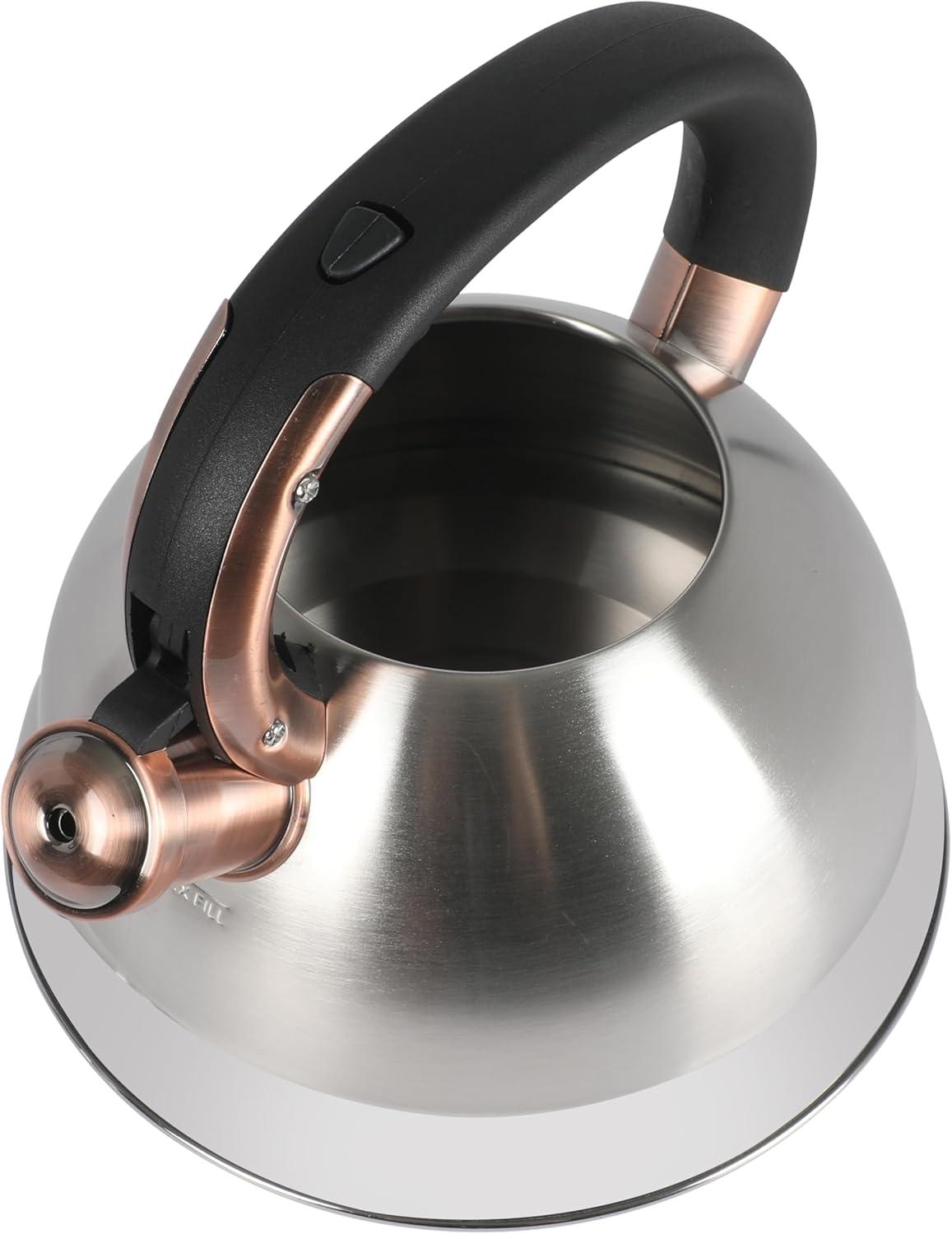 Mr. Coffee Mr. Coffee Flintshire 2.2 Quart Large Whistling Stainless Steel Tea Kettle - W/ Copper