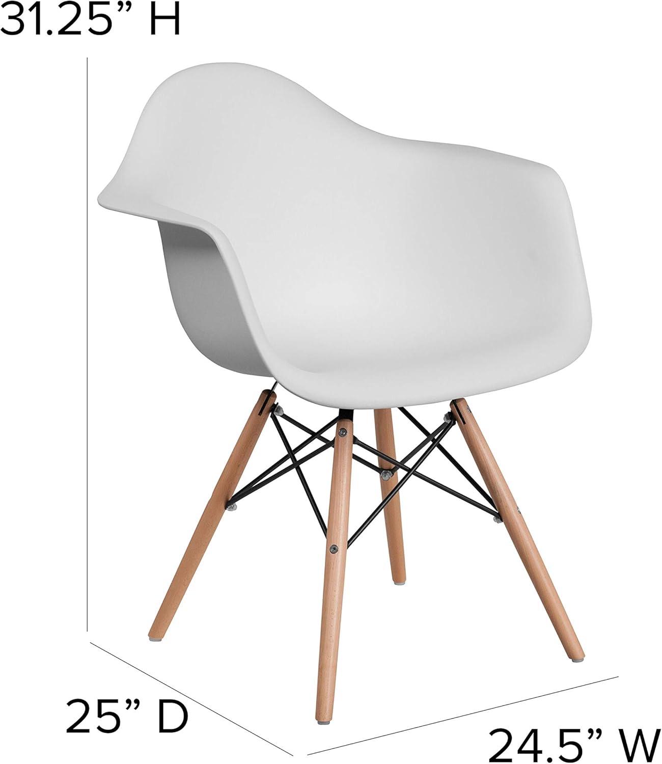 Flash Furniture Alonza Series Plastic Chair with Arms and Wooden Legs