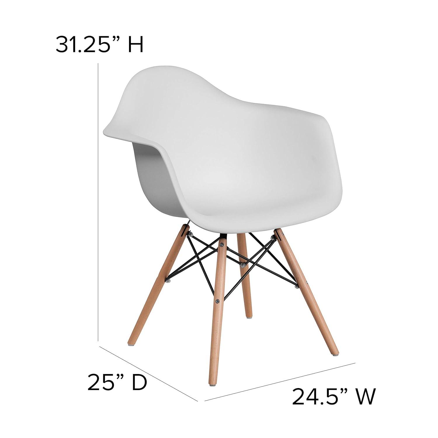 Flash Furniture Alonza Series White Plastic Chair with Wooden Legs