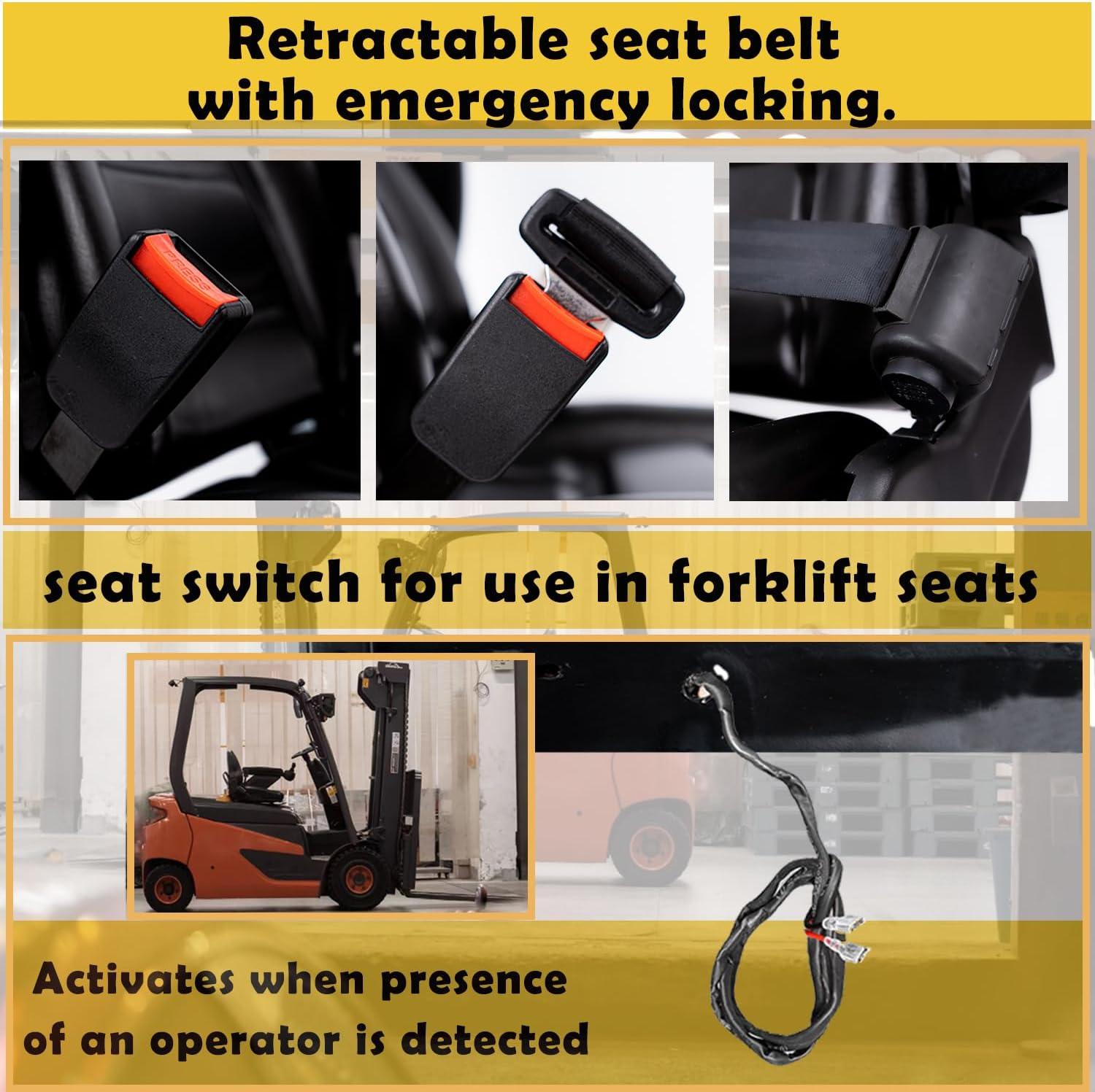 Black Adjustable PVC Forklift and Tractor Seat with Armrests