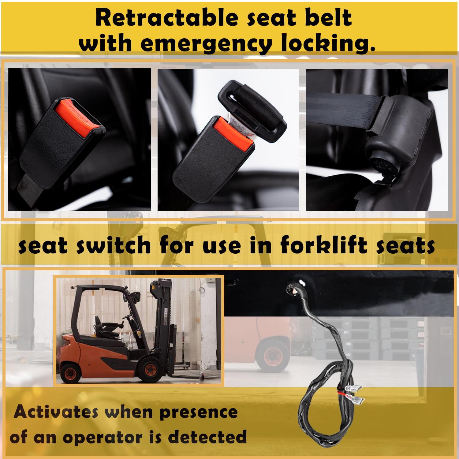 Black Adjustable PVC Forklift and Tractor Seat with Armrests