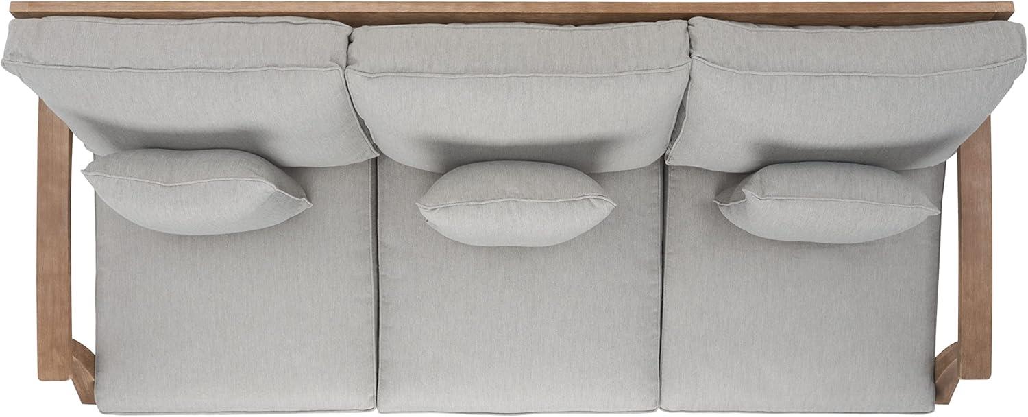 Martinique Natural Wood Patio Sofa with Grey Cushions