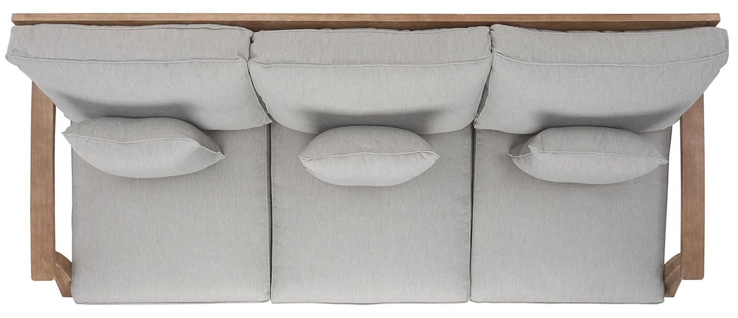 Martinique Natural Wood Patio Sofa with Grey Cushions