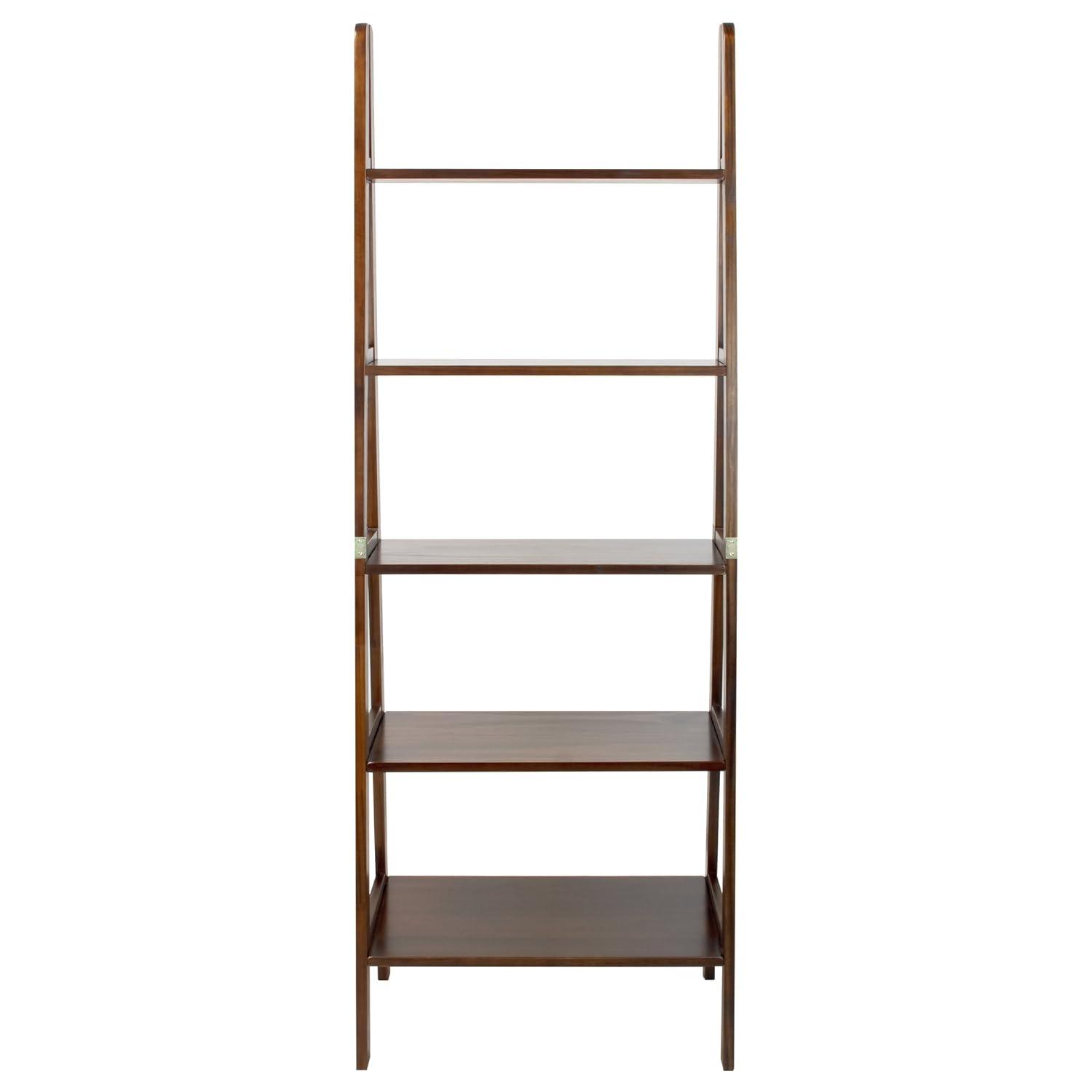 HomeStock City Chic Shelf Bookcase Spacious Shelves for Ample Storage and a Contemporary Appearance, Perfect for Home Decor-Color:Warm Brown,Size:5 Tier Ladder