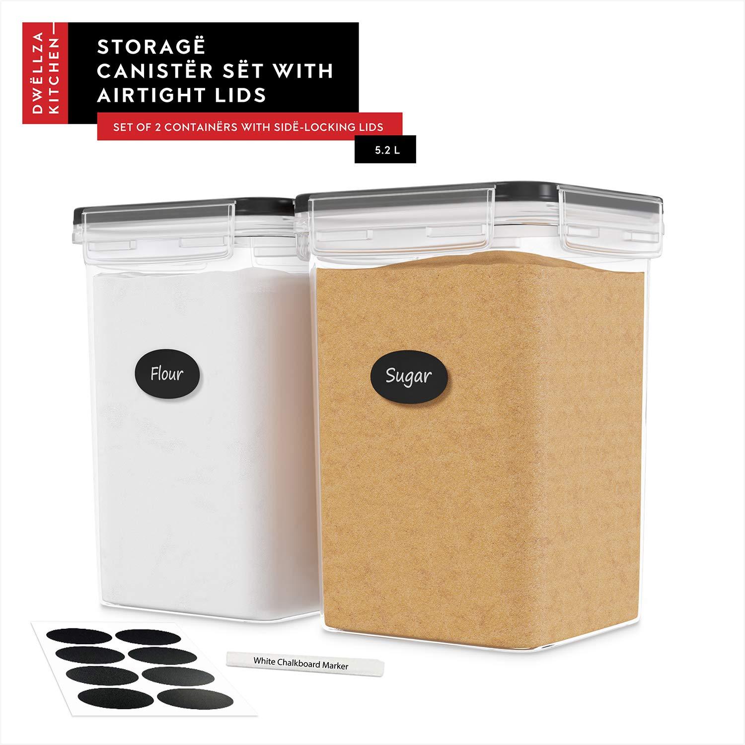 DWËLLZA KITCHEN Food Storage Container Including Labels and a Marker (Set of 2)