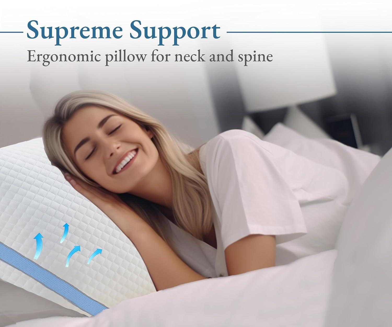 California Design Den Comfort Bed Pillows Standard Size set of 2, Cooling Luxury Hotel Pillows, for Back, Stomach, Side Sleepers 20 x 26 Inches