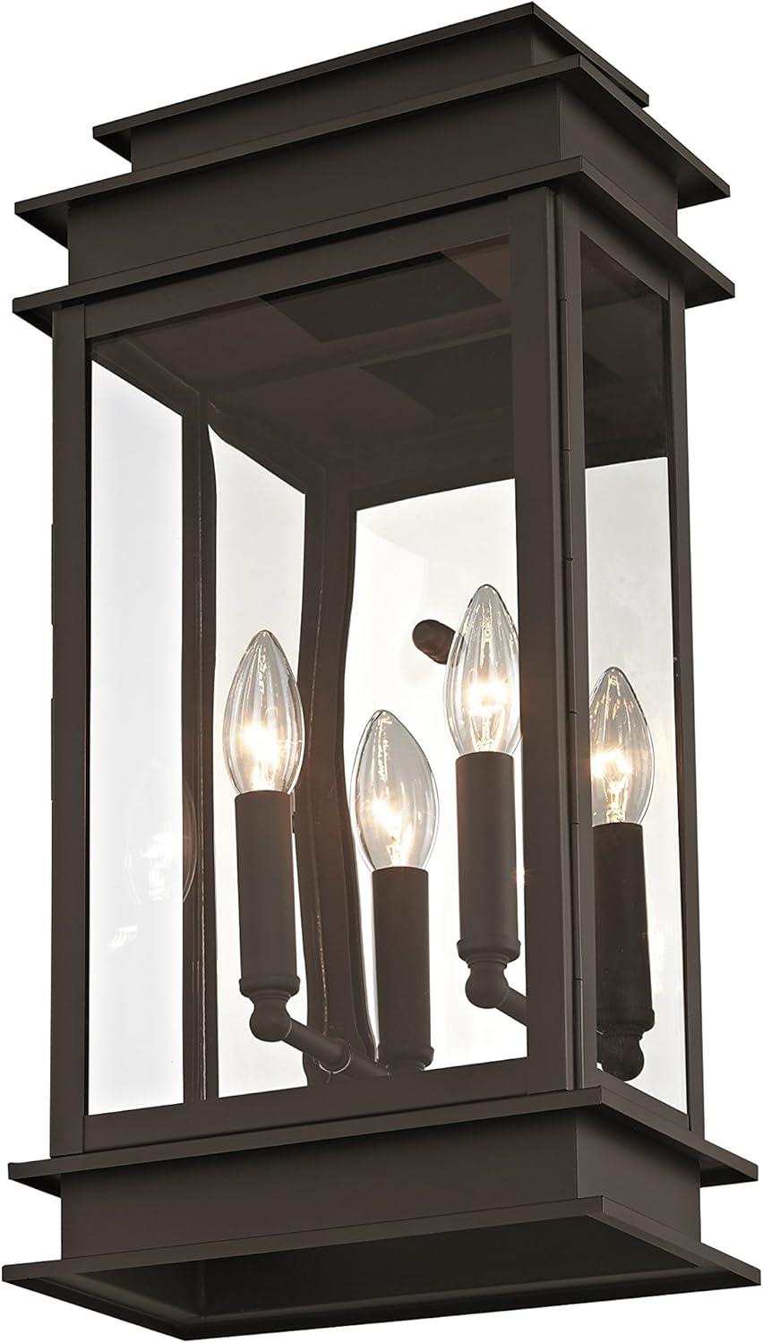 Princeton Classic Bronze 19" Outdoor Wall Lantern with Clear Glass