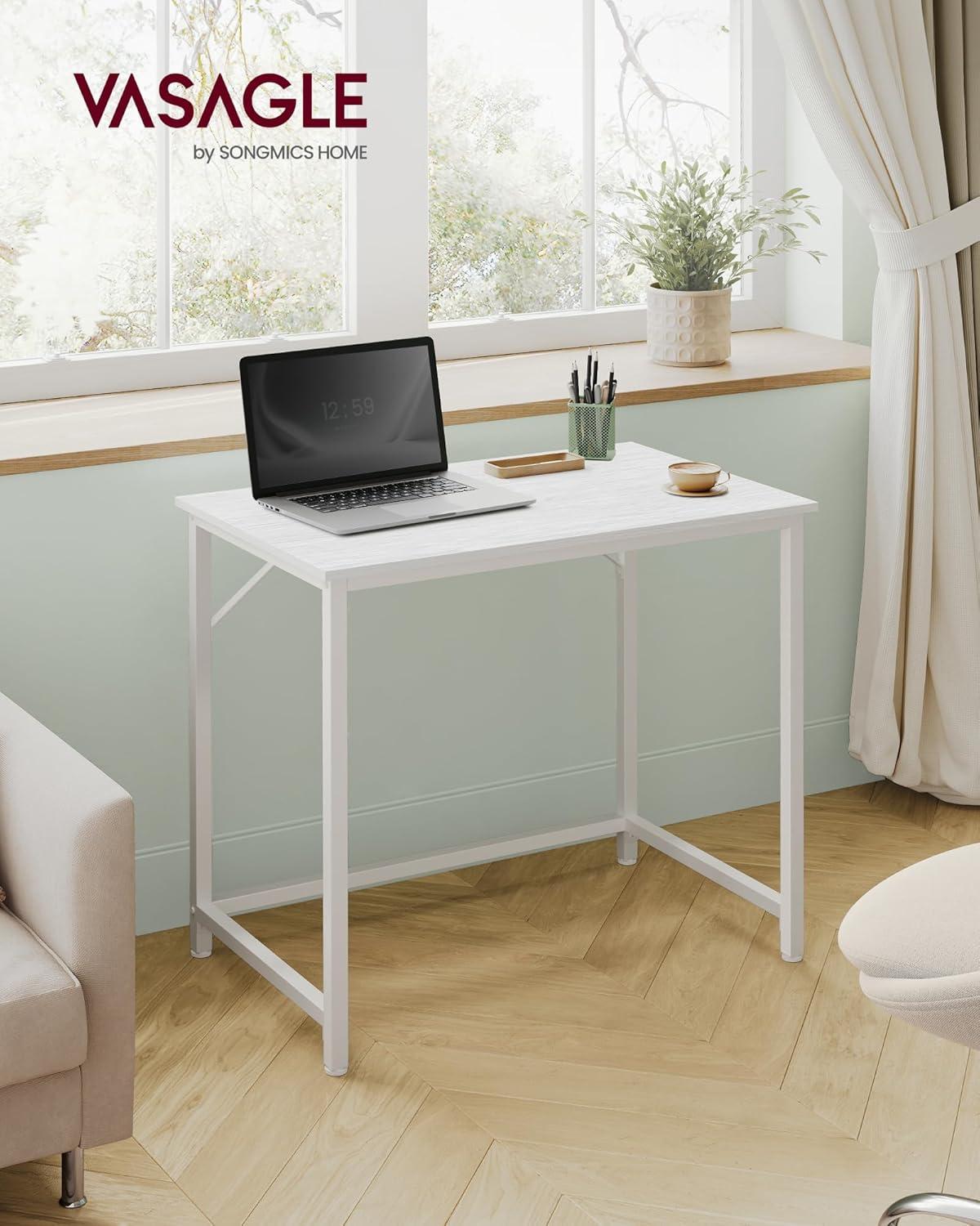 VASAGLE Computer Desk, Office Work Desk, 31.5 x 19.7 x 29.9 Inches, for Study, Bedroom, Home Office, Living Room, Maple White and Cloud White ULWD038W44