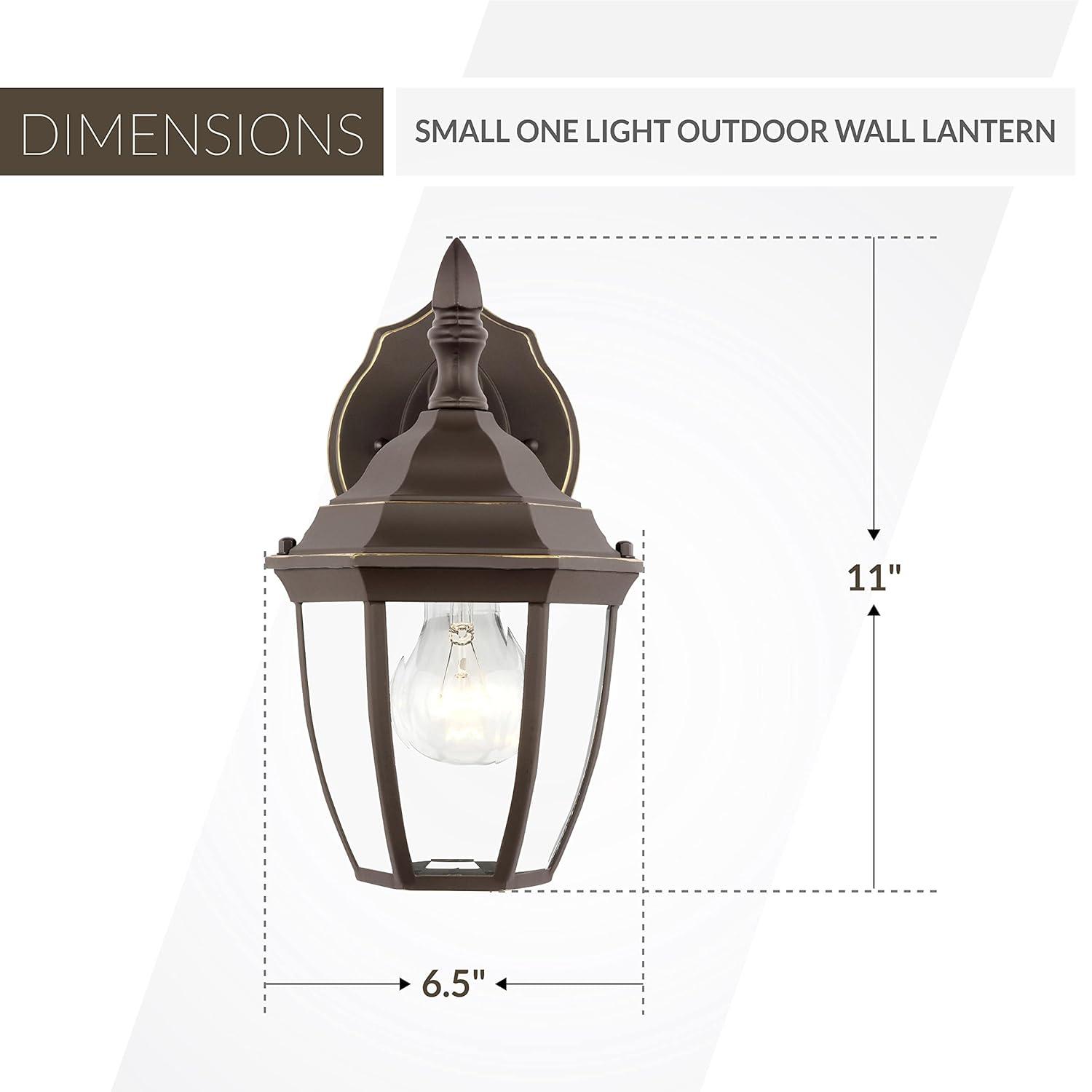 Bakersville 6.5 in. 1-Light Antique Bronze Traditional Outdoor Wall Lantern Sconce with Clear Beveled Glass Panels