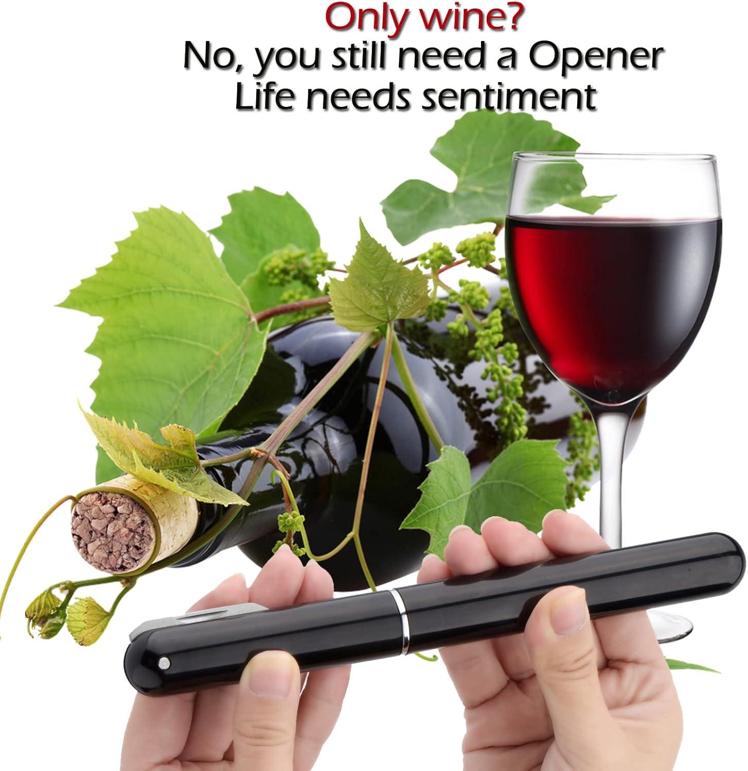 Wine Bottle Opener,Air Pressure Wine Corkscrew With Cutting Wine Bottle Foil Knife,Effortlessly Open Wine Bottles Without Damaging Corks,Easy-to-Use(Black)