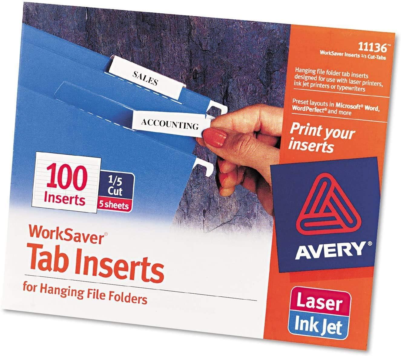 Avery Consumer Products Avery® Laser/Ink Jet Inserts For Hanging File Fold Paper Hanging Files Cabinet