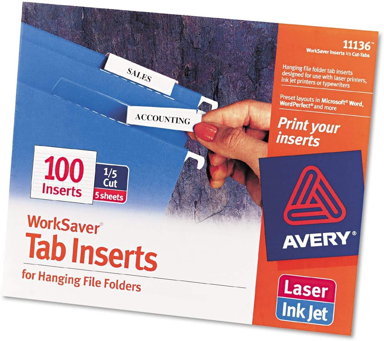 Avery Consumer Products Avery® Laser/Ink Jet Inserts For Hanging File Fold Paper Hanging Files Cabinet