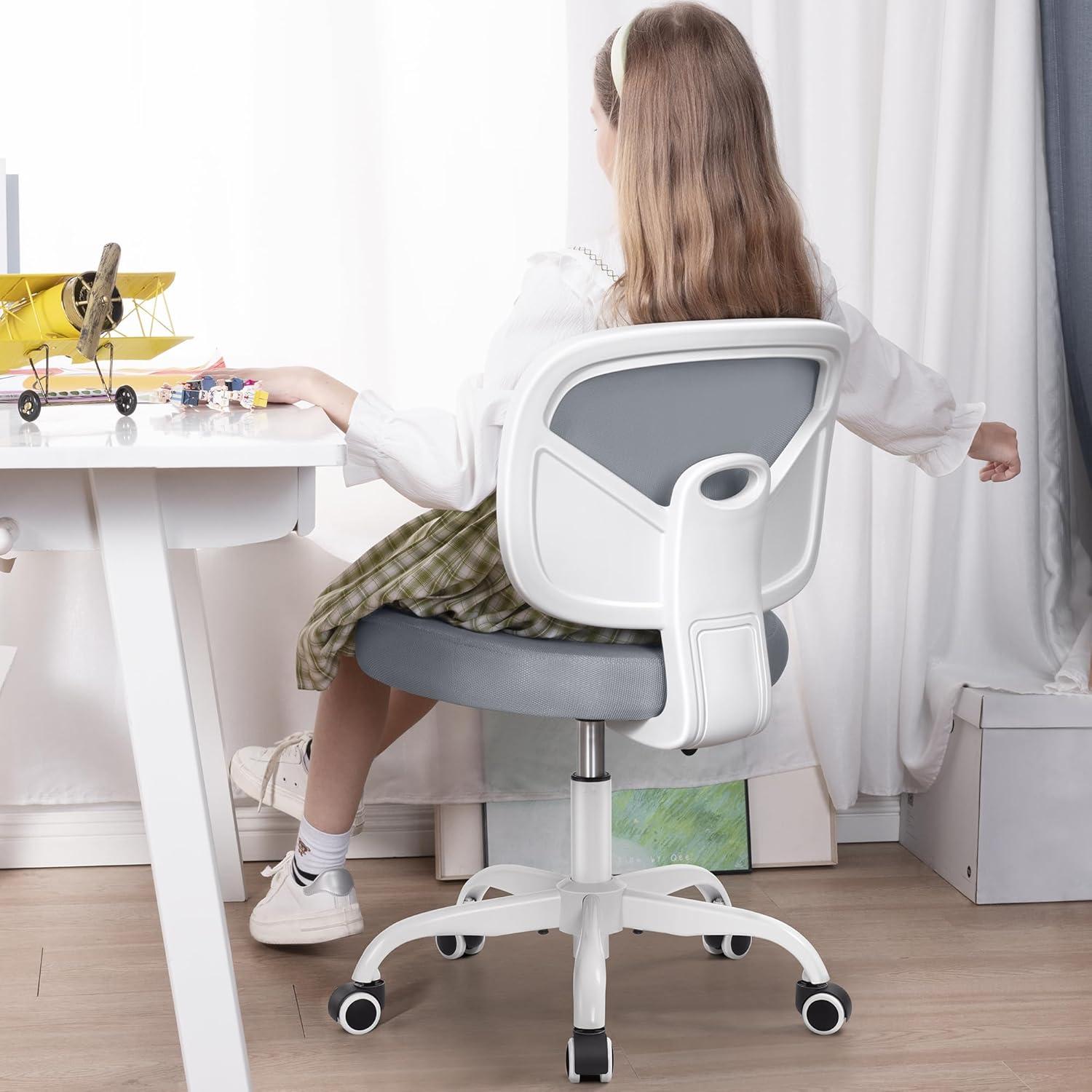 Kids Desk Chair, Pink Study Chair for Boys and Girls with Height Adjustable, Swivel Mesh Task Student Chairs for Ages 4-12, Growing Teen Office Chair for Home, School, or Office (Gray)