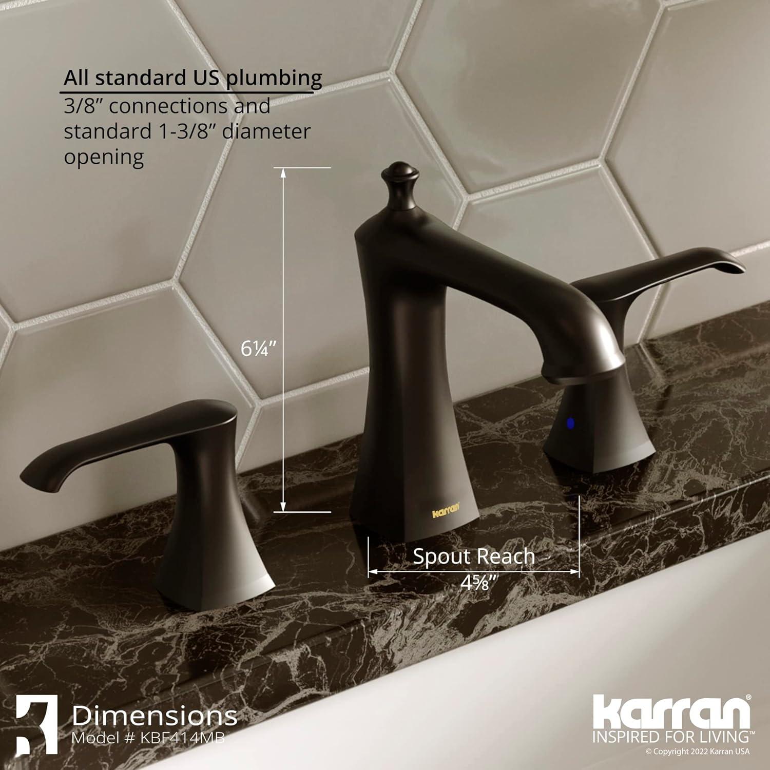 Karran Woodburn 8 In. Widespread 2-Handle Bathroom Faucet With Matching Pop-up Drain