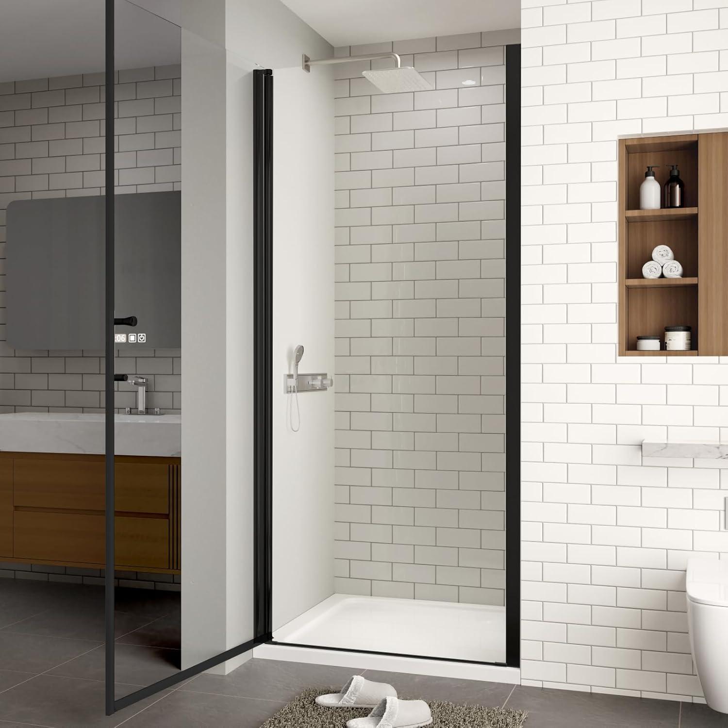 ACE DECOR AD053472 34" W x 72" H Frameless Pivot Shower Door, 1/4" (6mm) Clear SGCC Tempered Glass