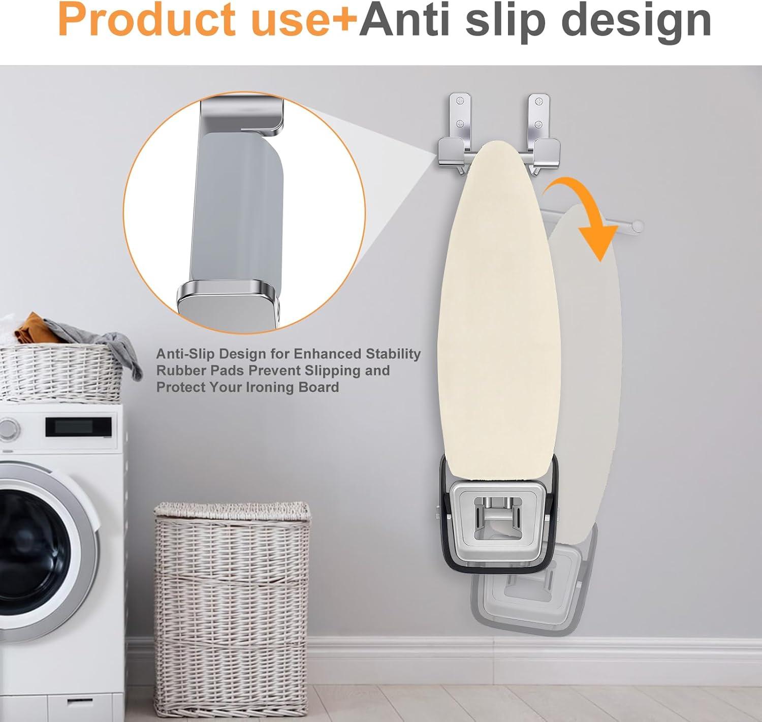 Ironing Board Holder Hanger Wall Mount, 304 Stainless Steel Ironing Board Hanger, Y T Leg Heavy Duty Iron Board Holder Hook for Laundry Room, Silver