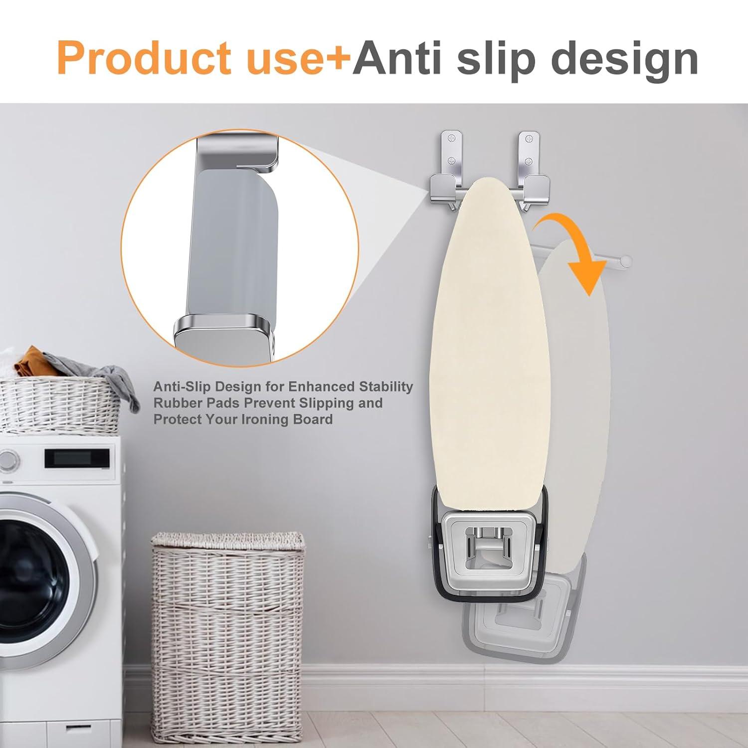 Ironing Board Holder Hanger Wall Mount, 304 Stainless Steel Ironing Board Hanger, Y T Leg Heavy Duty Iron Board Holder Hook for Laundry Room, Silver
