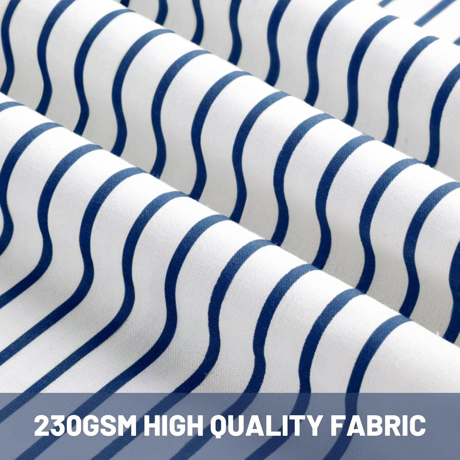 bufftieo Navy Blue and White Shower Curtain for Bathroom Boho Striped Fabric Modern Farmhouse Tassel Shower Curtain Sets - 72" x 72"