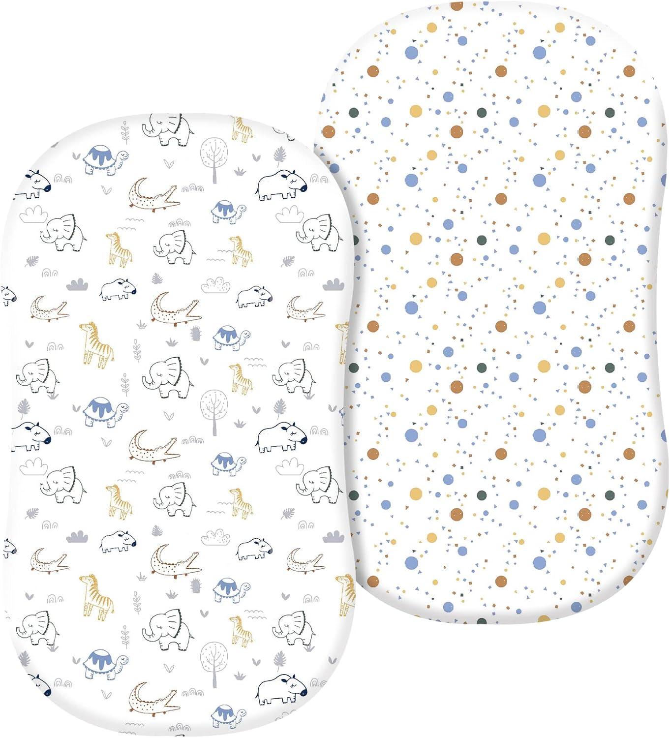 Ely's & Co. Baby Fitted Bassinet Sheet 100% Combed Jersey Cotton for Baby Boy 2 Pack