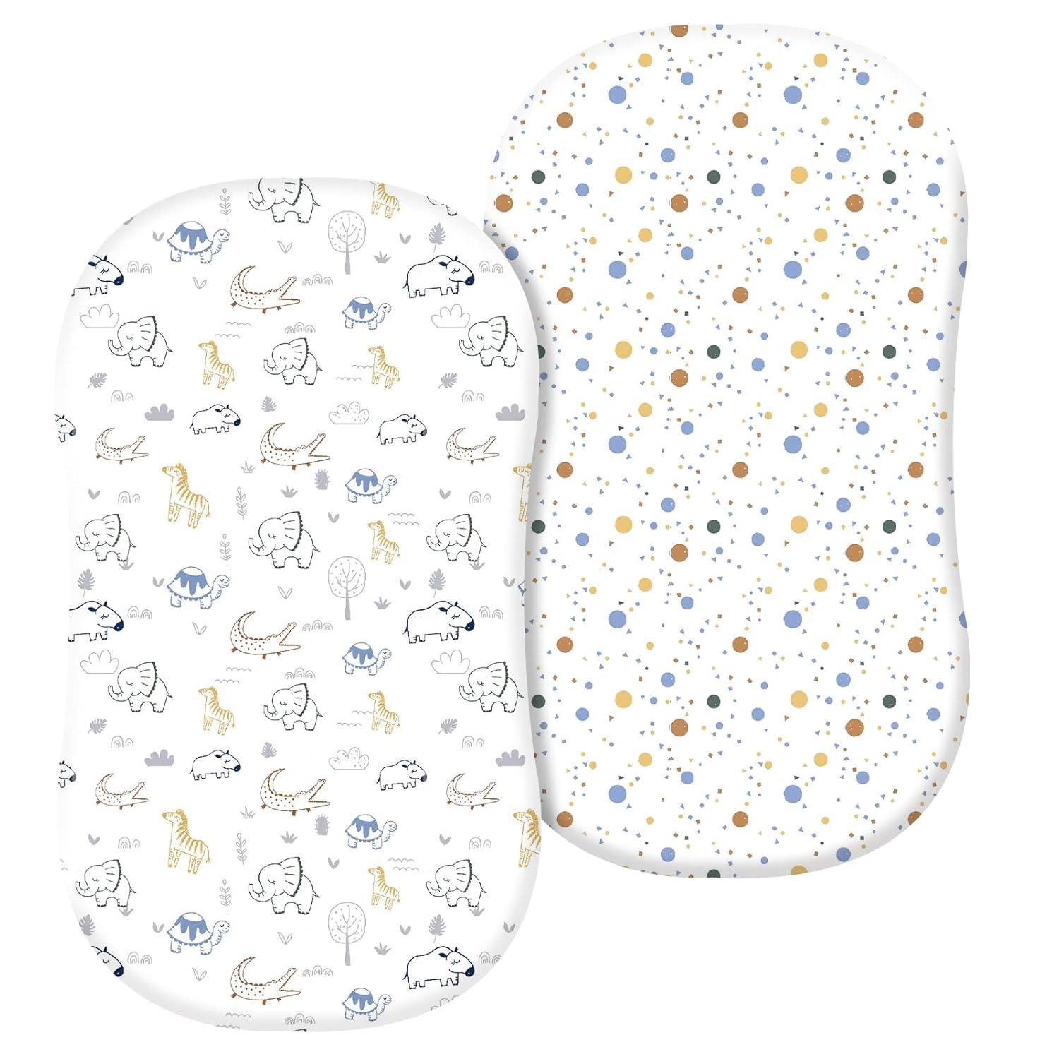 Ely's & Co. Baby Fitted Bassinet Sheet 100% Combed Jersey Cotton for Baby Boy 2 Pack