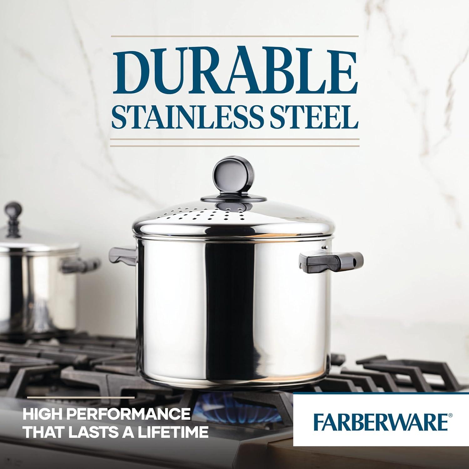 Stainless Steel 8-Quart Covered Straining Stockpot with Lid