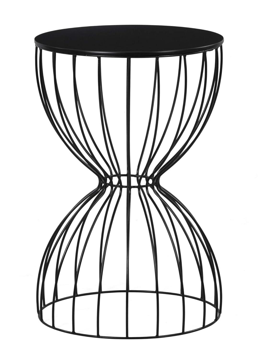 Elle Decor Elle Decor Cami Modern Hourglass Metal End Table, Decorative Round Accent Coffee Table or Nightstand