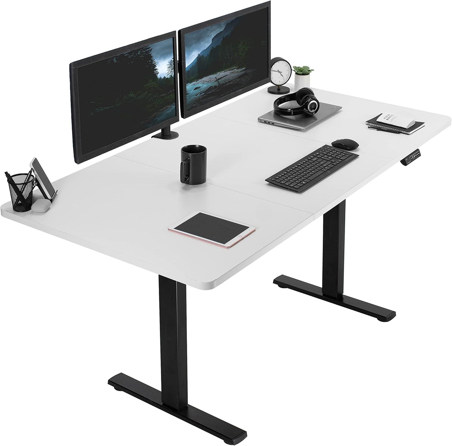 VIVO Single Motor Electric Desk with Push Button Memory Controller