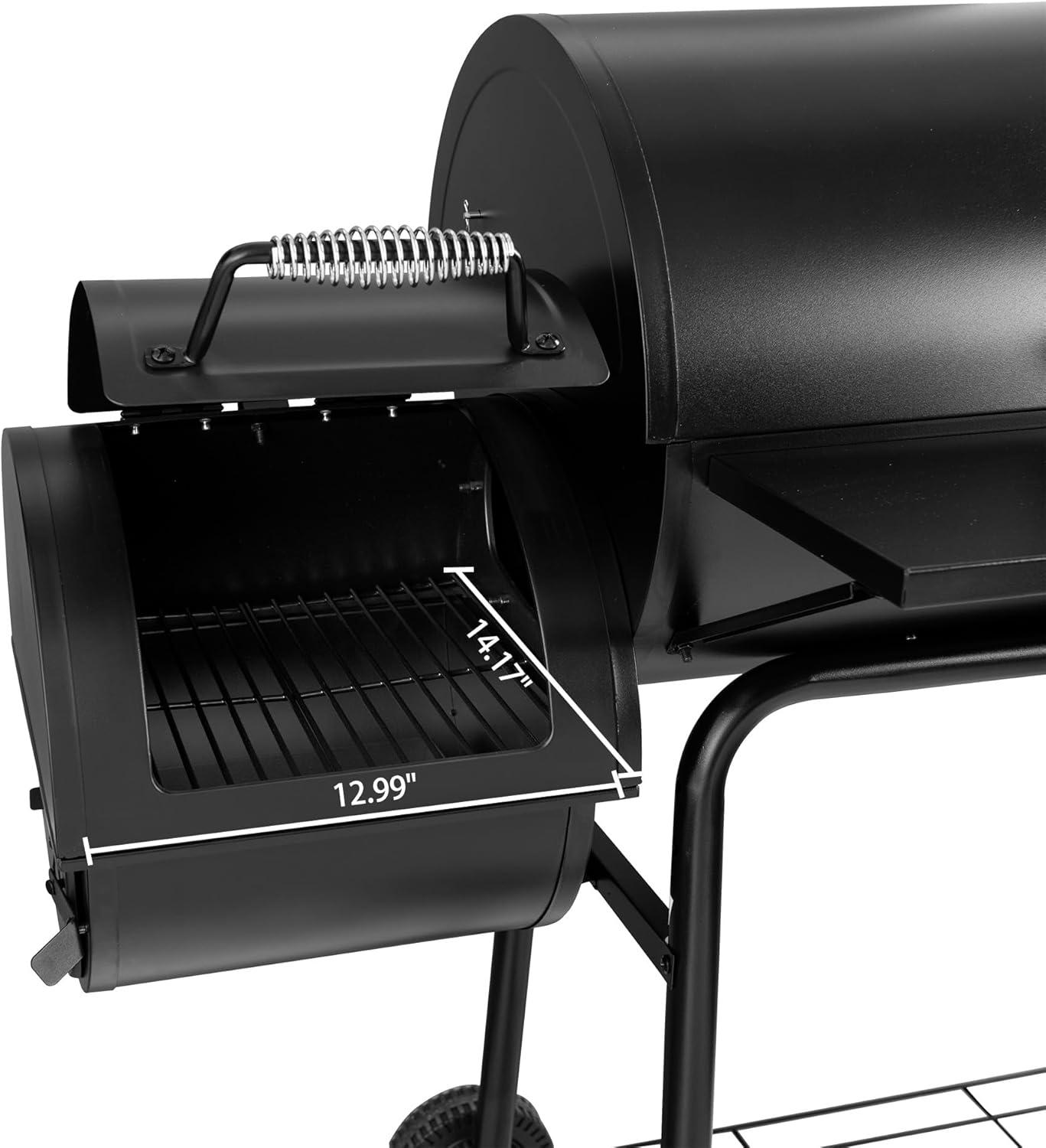 Royal Gourmet Black 48" Charcoal Grill with Offset Smoker