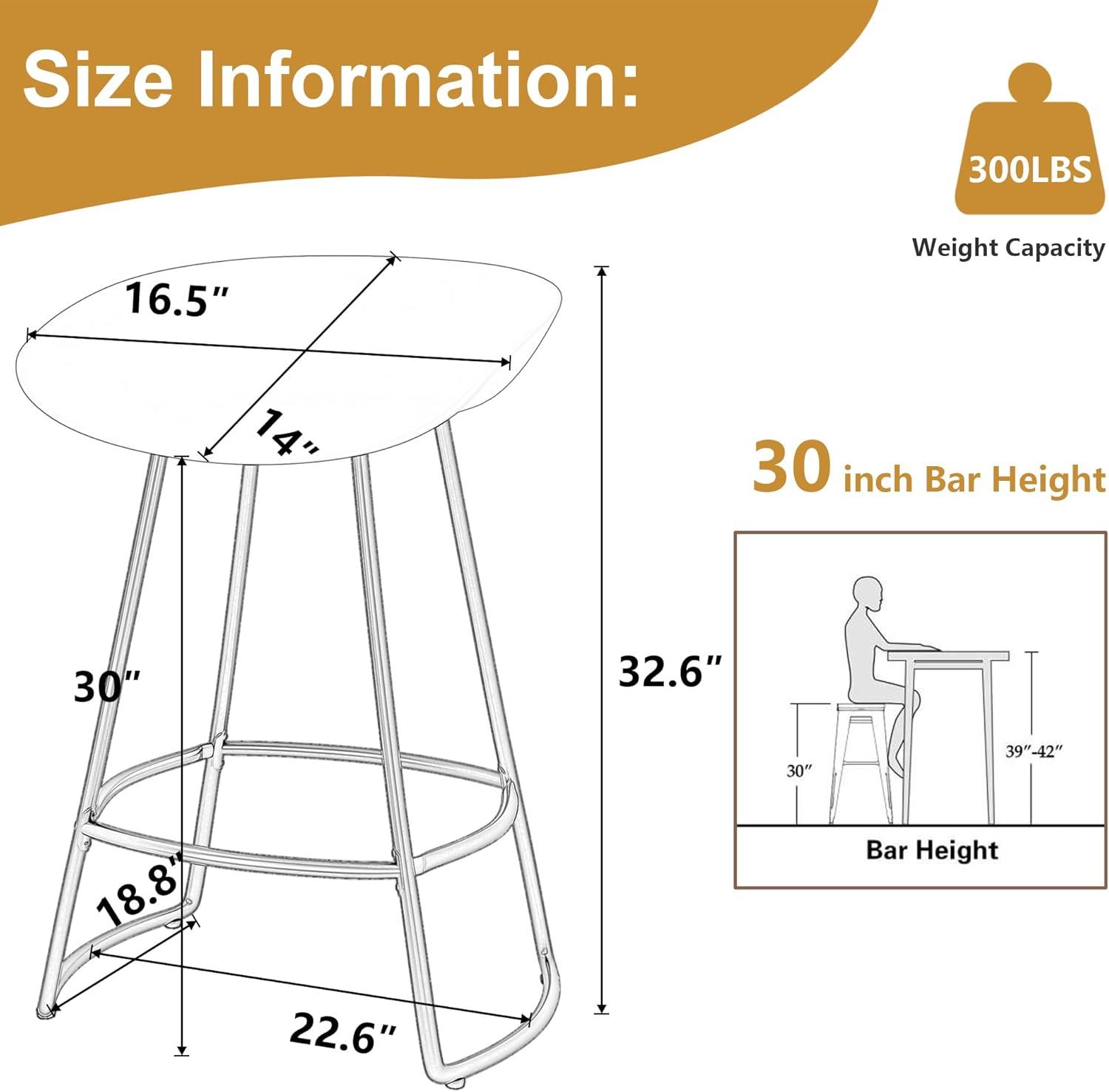 Andeworld 30" Swivel Bar Stools with Backs Plastic Counter Height Stools with Metal Legs (Set of 4, Black）