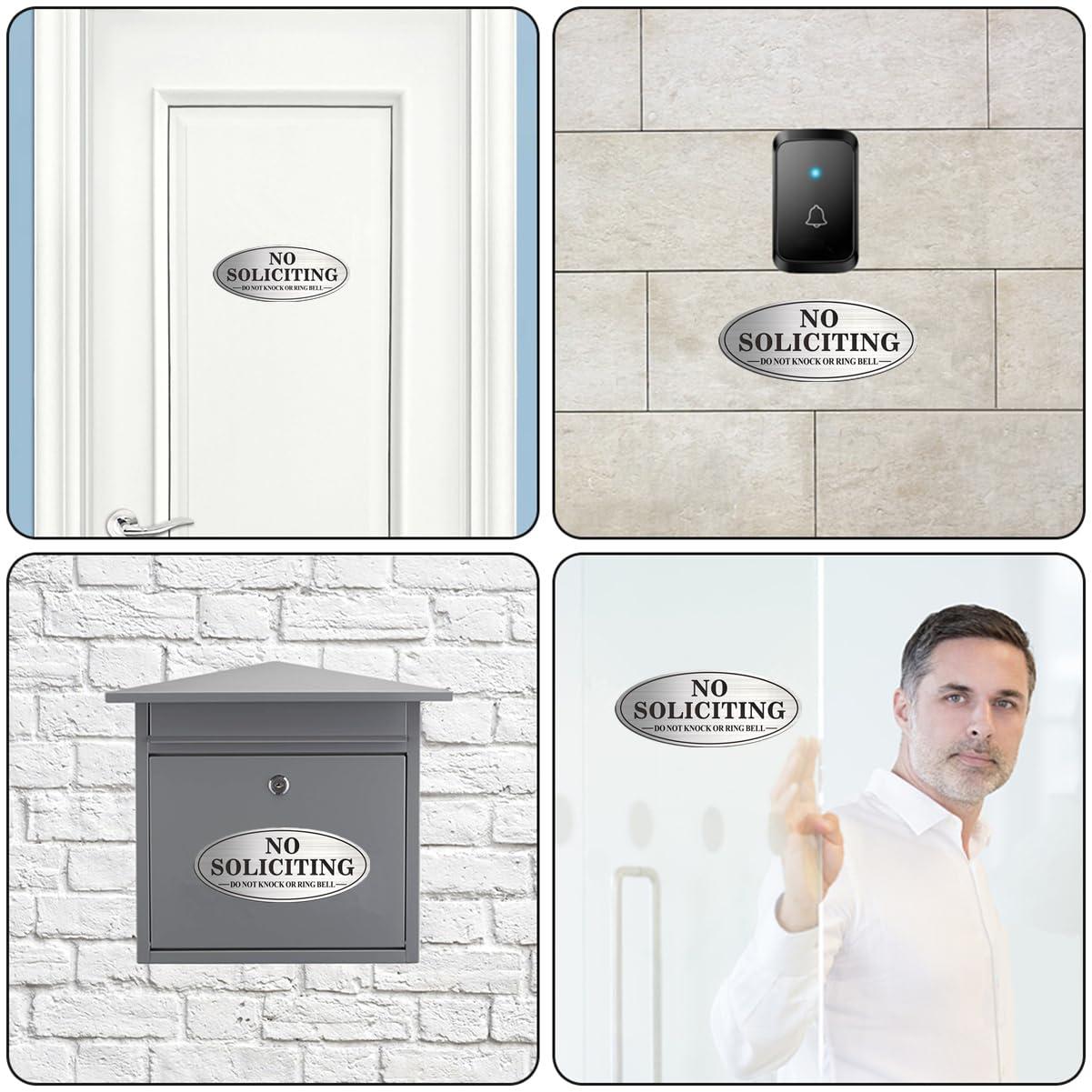 No Soliciting Sign For Front Door, (2 Pack) Self-Adhesive 7 x 3 Inches Seriously Don't Make it Weird Aluminum Metal Signs