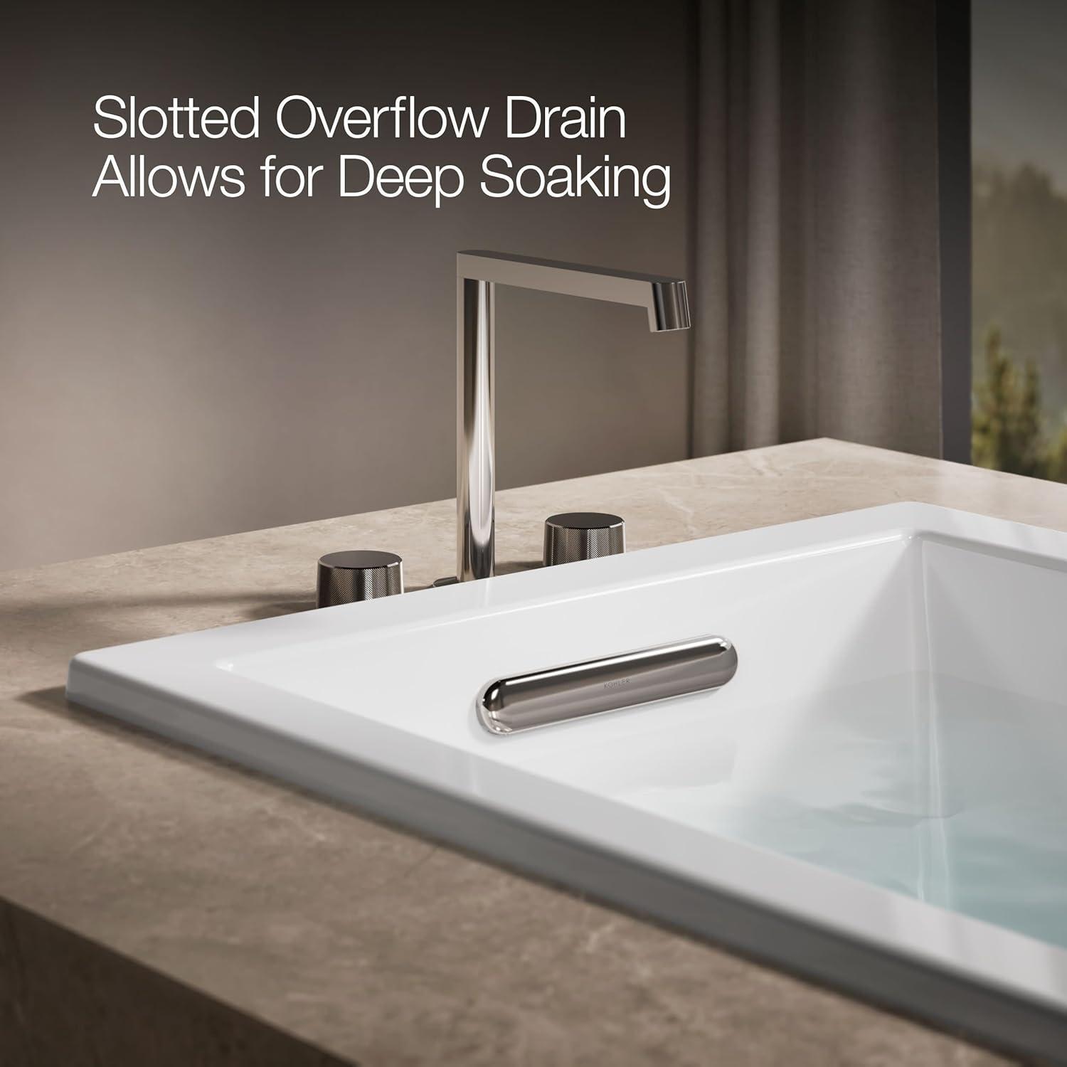 Underscore® 60" x 30" Drop-In or Undermount Acrylic Soaking Bathtub with Sloped Backrest