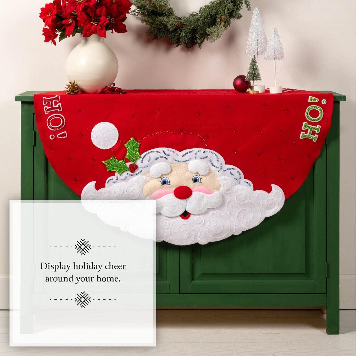 Jolly Santa Red and White Felt Christmas Tree Skirt Kit