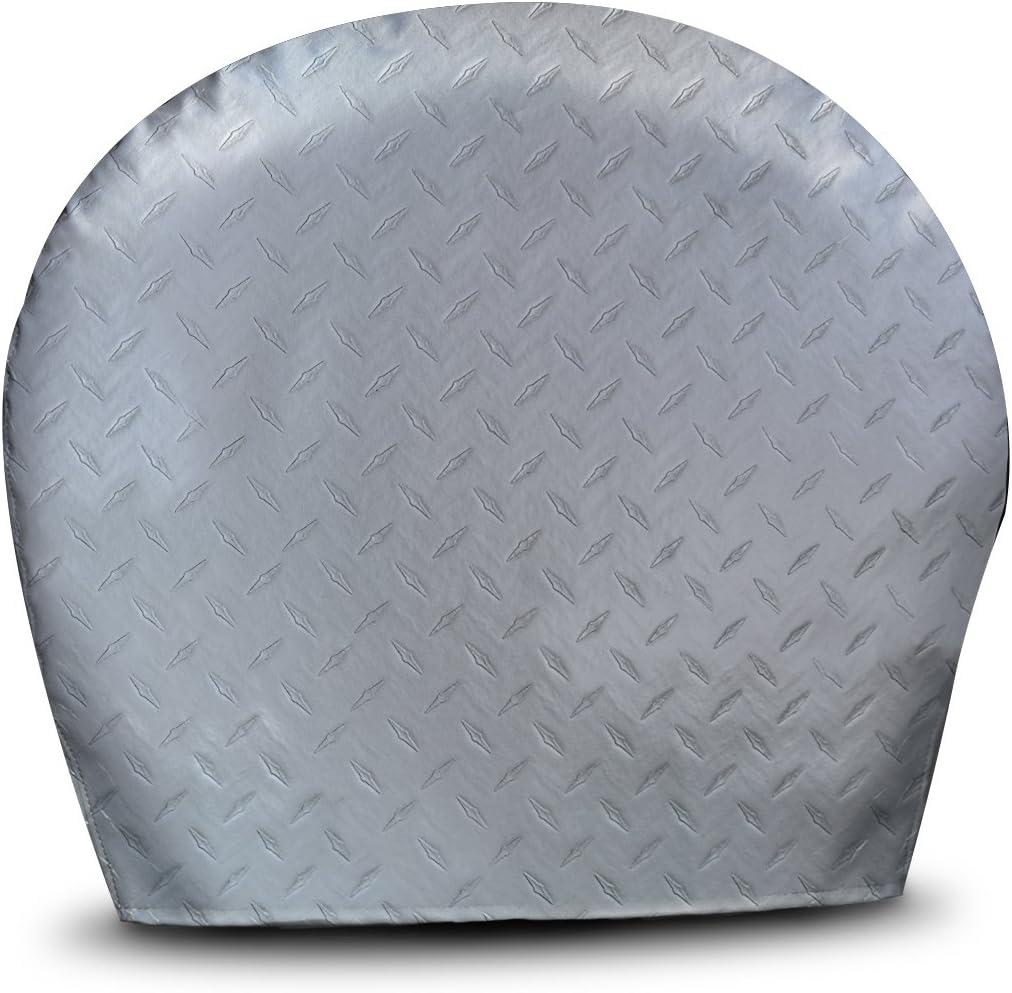 ADCO 3752 Silver #2 Diamond Plated Steel Vinyl Tyre Gard Wheel Cover, (Set of 2) (Fits 30"-32")