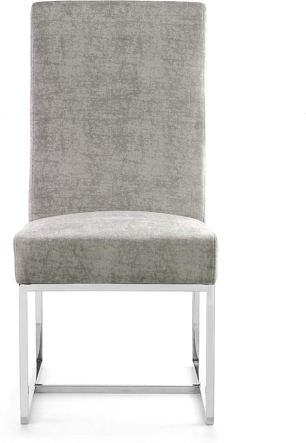 Element Velvet Dining Chair Steel - Manhattan Comfort: High-Back, Armless, Stainless Steel Base